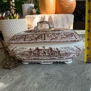 Aesthetic Movement Brown Trnasferware Grindley & Sons 1882 Tureen DAFFODIL rare